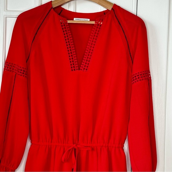 Rebecca Minkoff red bohemian dress drawstring, elastic waist with tassels size 6 - Picture 9 of 15